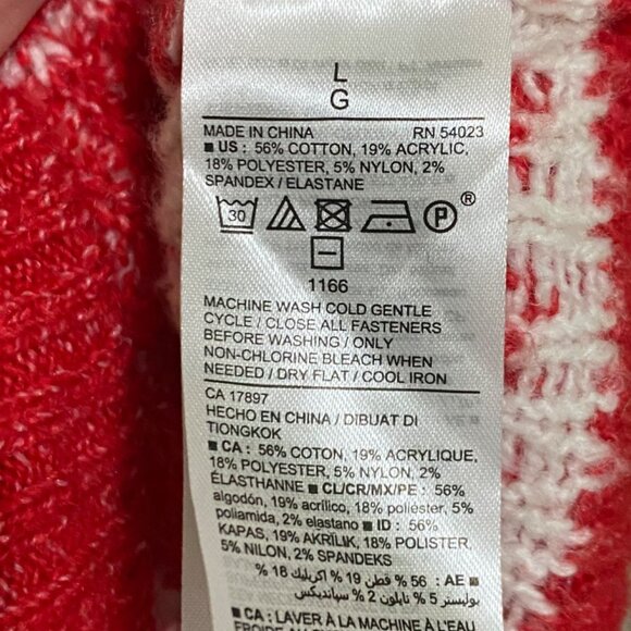 Old Navy Fair Isle Button Front Cardigan Sweater Womens L Red Apres Ski Holiday - Picture 4 of 7